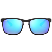 Ray Ban Women Square Frame Shiny Matte Black Sunglasses
