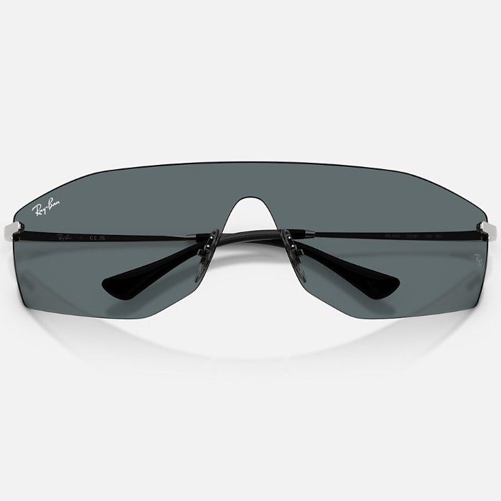Ray Ban Men Irregular Frame Polished Silver Sunglasses