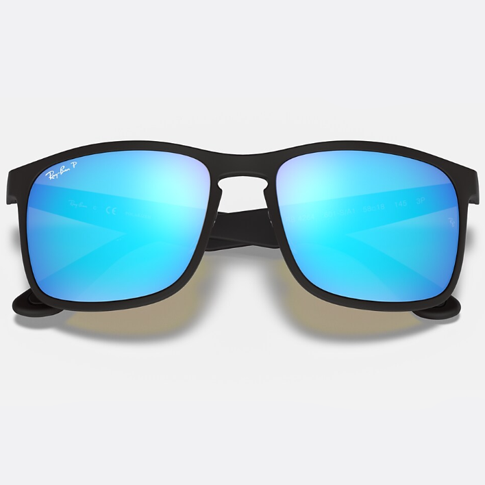 Ray Ban Women Square Frame Shiny Matte Black Sunglasses