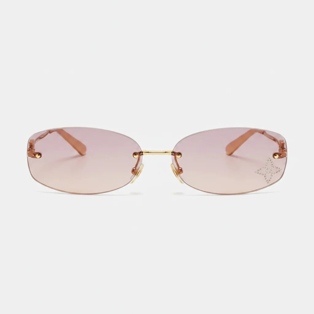 Louis Vuitton Women Crystal Oval Pink/Gold Tone Sunglasses