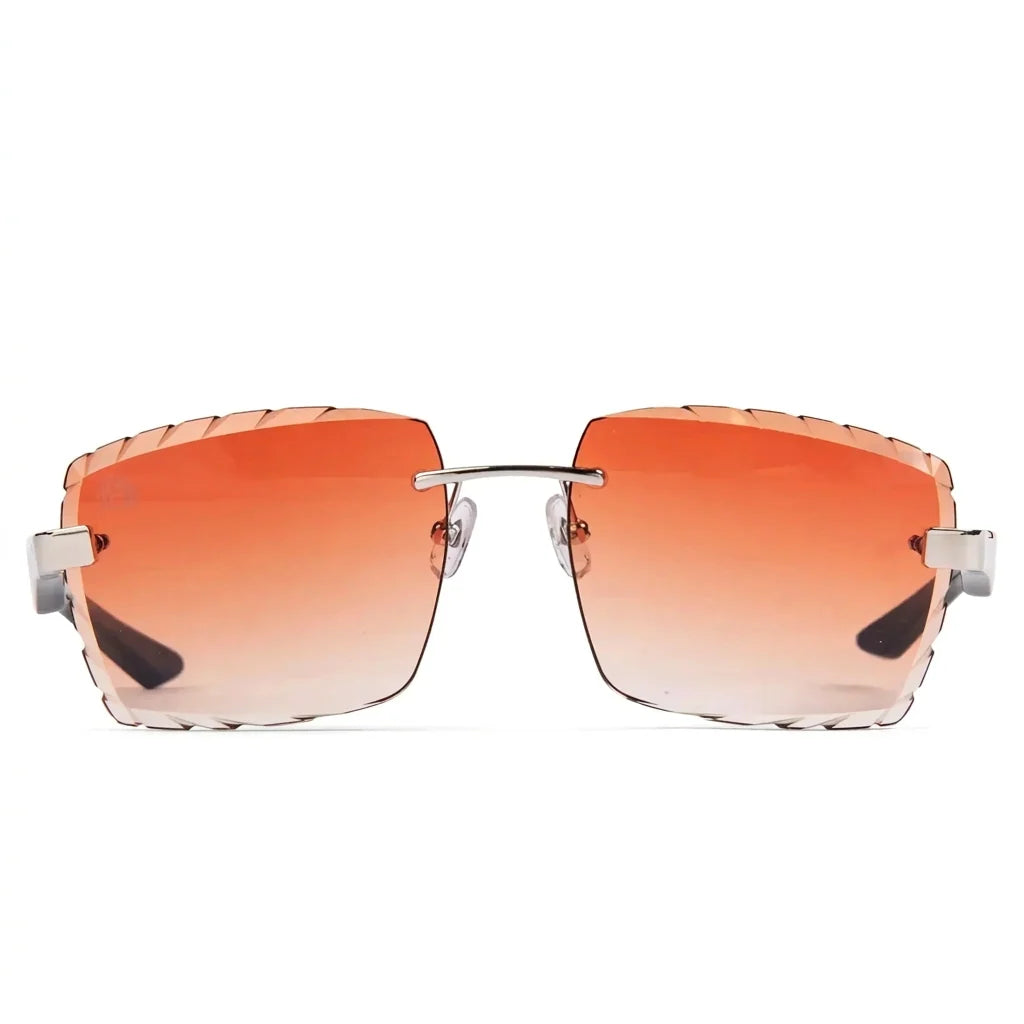 Maybach The Artist III Unisex P-WBZ-ZZ5 Brown/Cognac Wood Silver Diamond-Cut Rimless Luxury Sunglasses