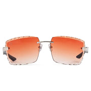 Maybach The Artist III Unisex P-WBZ-ZZ5 Brown/Cognac Wood Silver Diamond-Cut Rimless Luxury Sunglasses