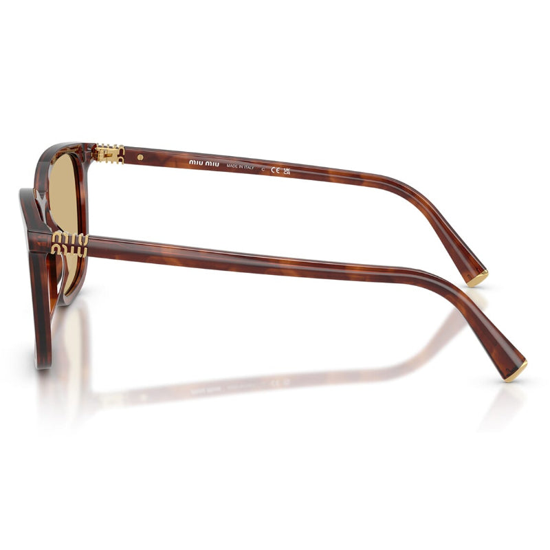 Miu Miu Women Square Striped Tobacco / Yellow Sunglasses
