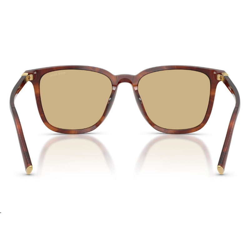 Miu Miu Women Square Striped Tobacco / Yellow Sunglasses