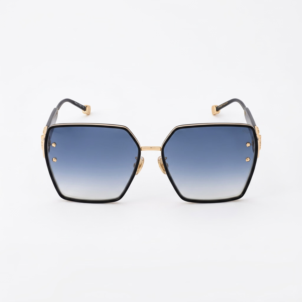 Philipp Plein Plein Queen VPP166S Butterfly Cat-Eye Black / Gold Gradient Sunglasses