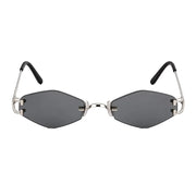 Cartier Unisex Vintage Rimless Hexagonal Silver Grey Sunglasses 