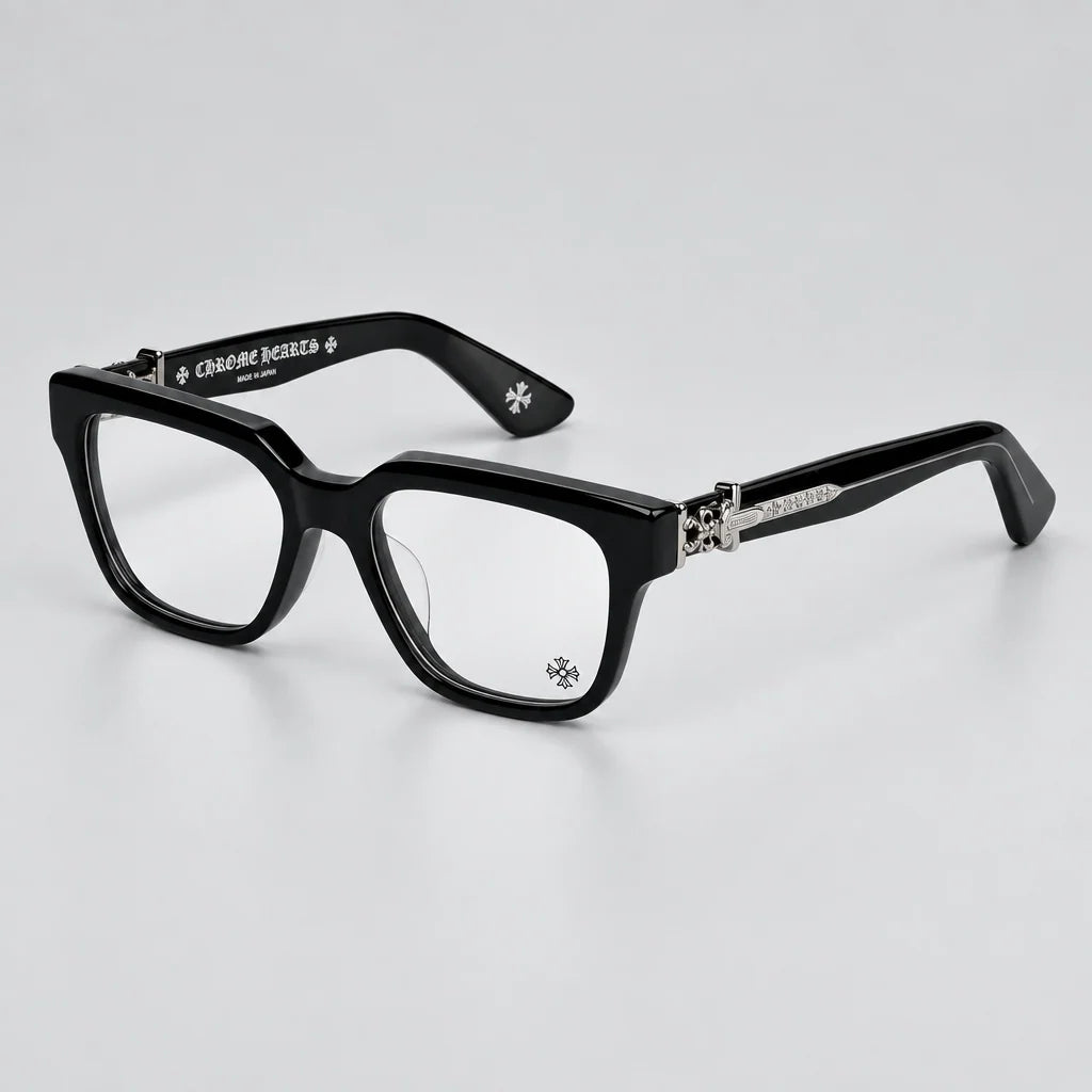 Chrome Hearts Vagillionaire II Square-Frame Black & Silver Glasses